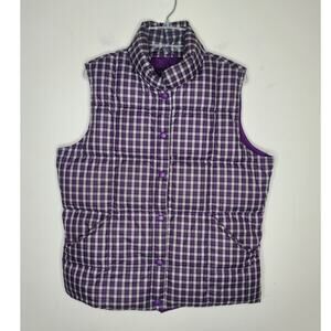 Lands End purple plaid down filled puffer vest with pockets - small